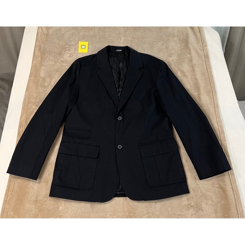 Claiborne 2-Button Sport Coat Blazer Men's 42S Black Stretch Cotton Jacket EUC